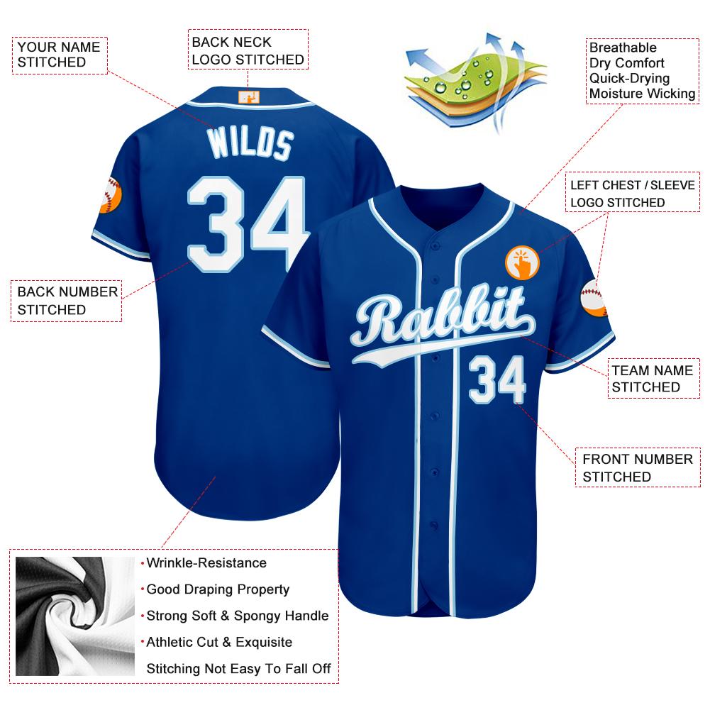 Frenzidea Custom Royal White-Light Blue Baseball Jersey