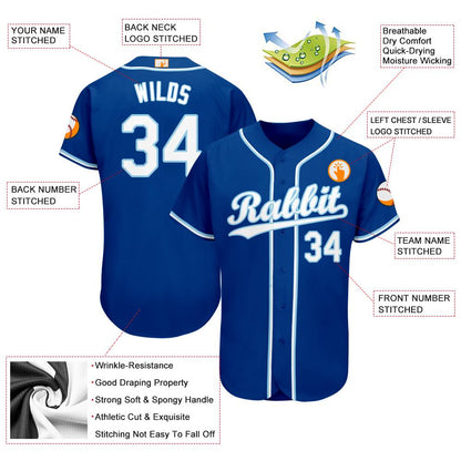 Frenzidea Custom Royal White-Light Blue Baseball Jersey