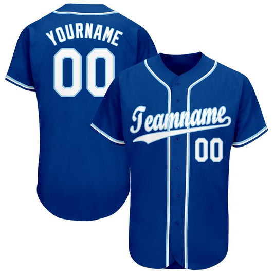 Frenzidea Custom Royal White-Light Blue Baseball Jersey