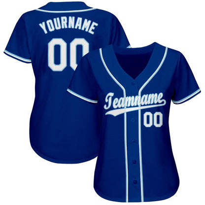 Frenzidea Custom Royal White-Light Blue Baseball Jersey