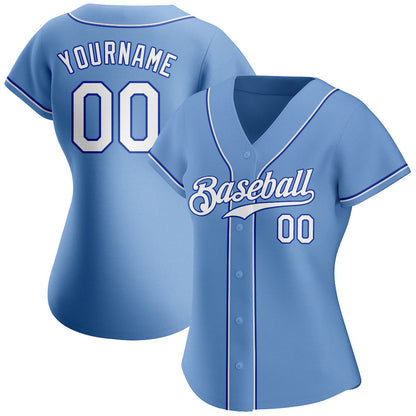 Frenzidea Custom Light Blue White-Royal Authentic Baseball Jersey