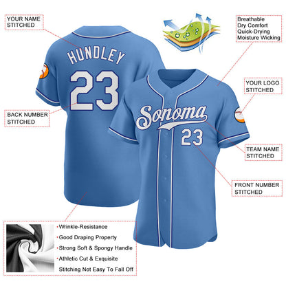Frenzidea Custom Light Blue White-Royal Authentic Baseball Jersey