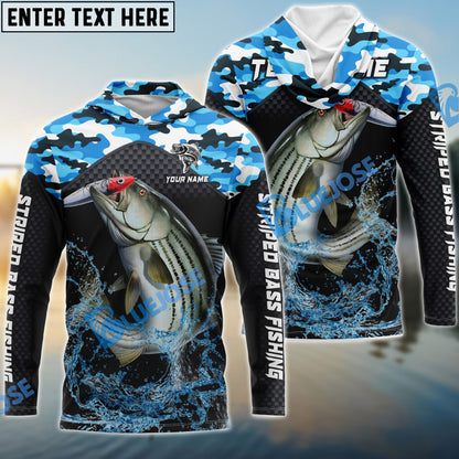 frenzidea Striped Bass Fishing Blue Camo Sport Custom Name & Team Name 3D Shirts