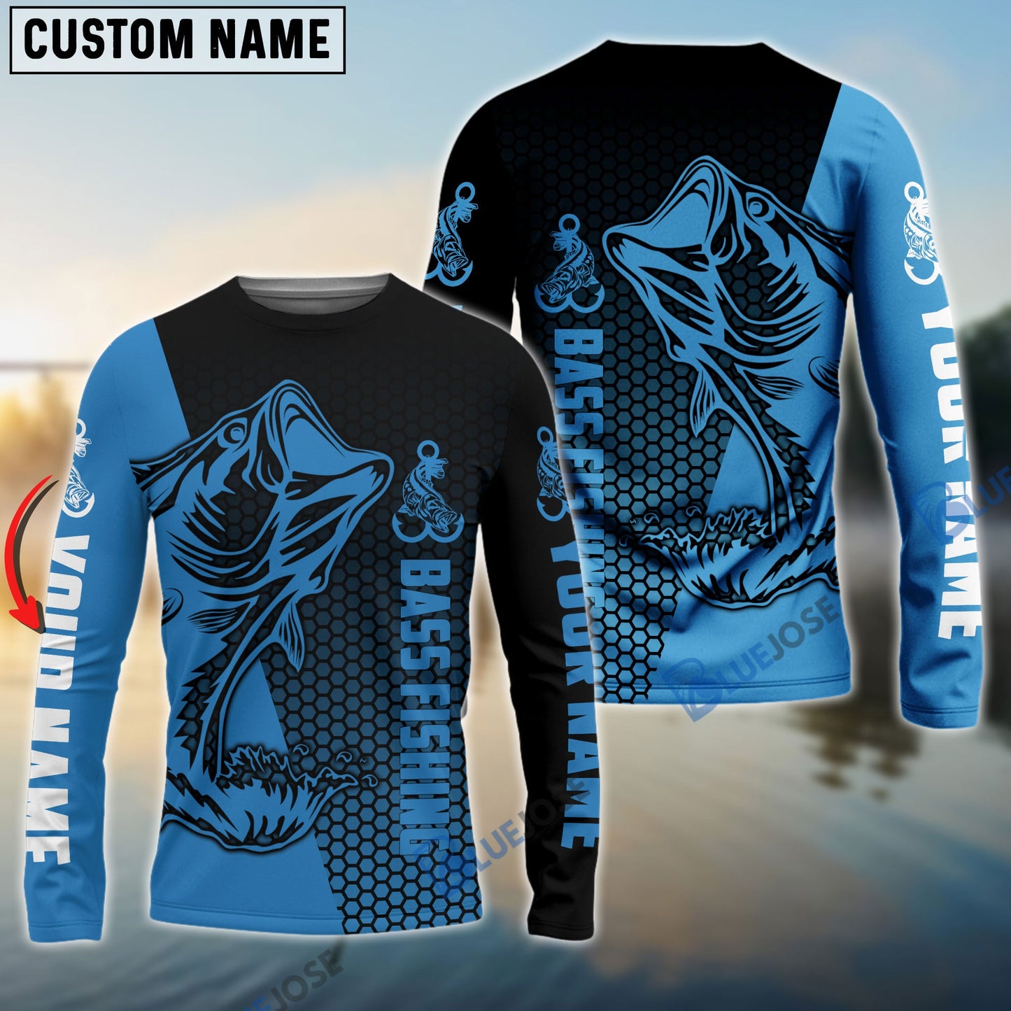 Frenzidea Largemouth Bass Fishing Custom Long Sleeve Fishing Shirts