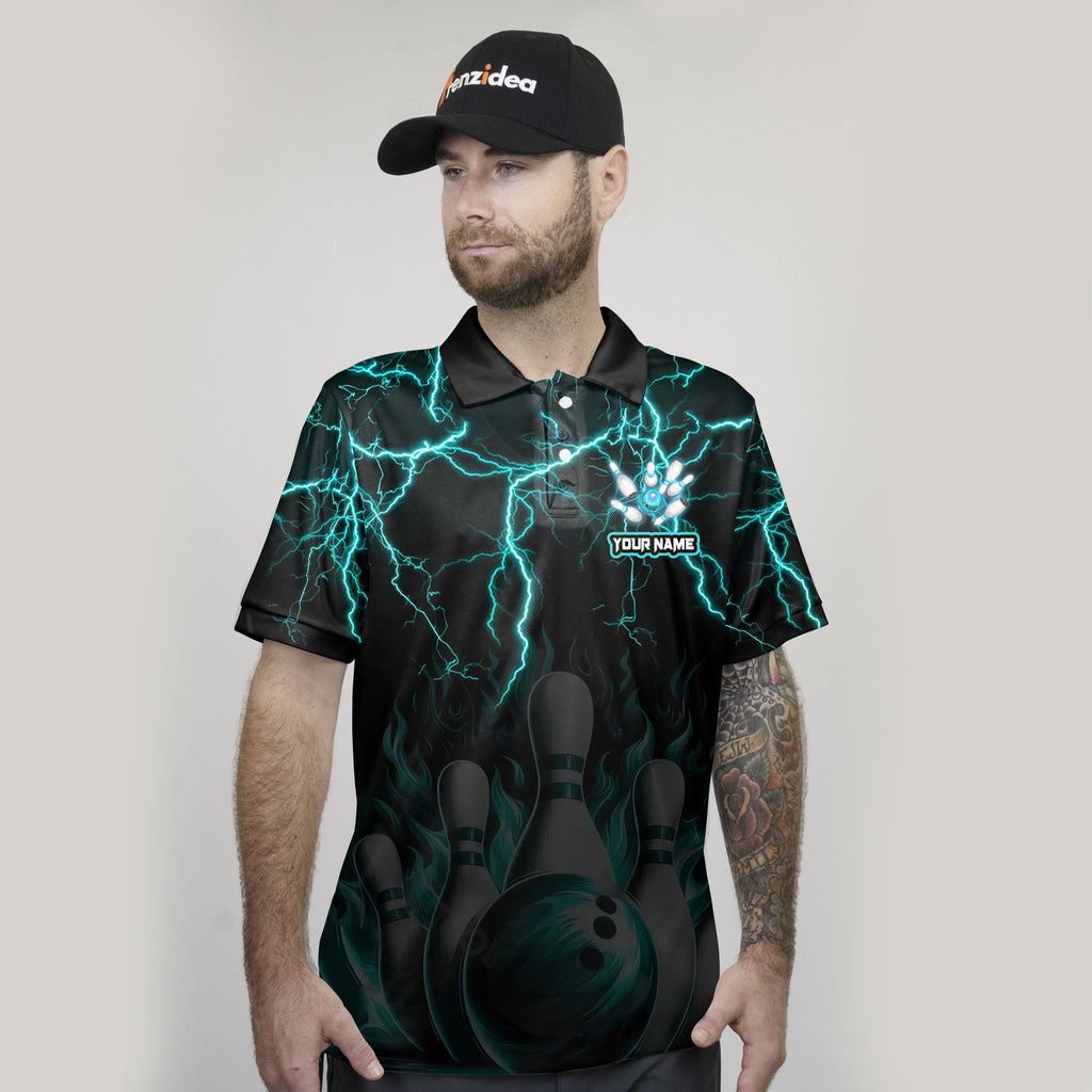 Frenzidea Bowling And Pins Thunder Storm Pattern Customized Name 3D Shirt (4 Colors)
