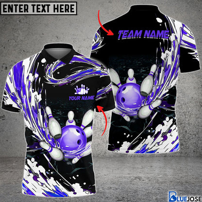 Frenzideas Personalized Name Waves Bowling And Pins Multicolor 3D Shirt