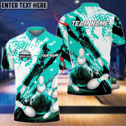 Frenzidea Paint Slash Flame Bowling And Pins Customized Name 3D Shirt (4 Colors)