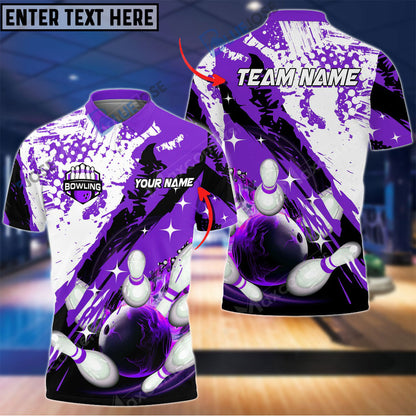 Frenzidea Paint Slash Flame Bowling And Pins Customized Name 3D Shirt (4 Colors)