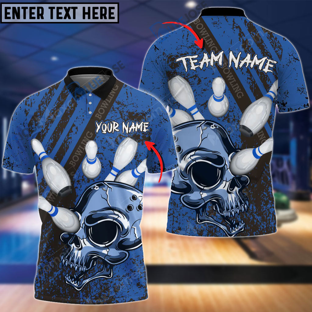 Frenzidea Skull Bowling And Pins Multicolor Option Customized Name 3D Shirt (4 Colors)