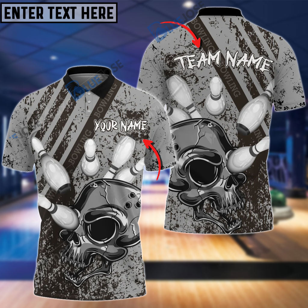 Frenzidea Skull Bowling And Pins Multicolor Option Customized Name 3D Shirt (4 Colors)