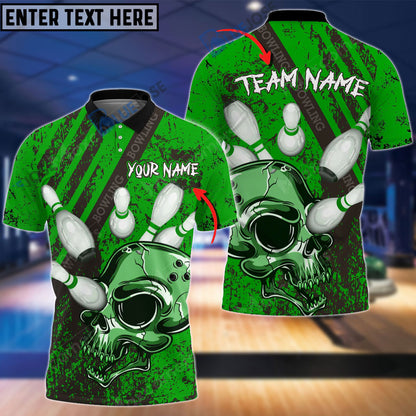 Frenzidea Skull Bowling And Pins Multicolor Option Customized Name 3D Shirt (4 Colors)