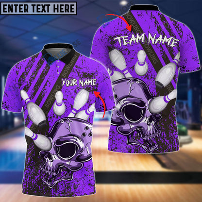 Frenzidea Skull Bowling And Pins Multicolor Option Customized Name 3D Shirt (4 Colors)