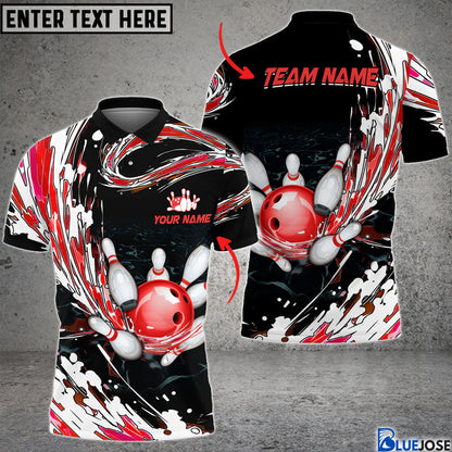 Frenzideas Personalized Name Waves Bowling And Pins Multicolor 3D Shirt