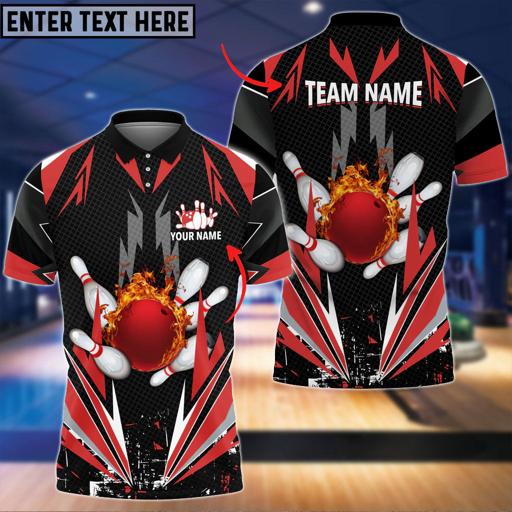 Frenzideas Bowling And Pins Thunder Pattern Multicolor Personalized Name 3D Shirt