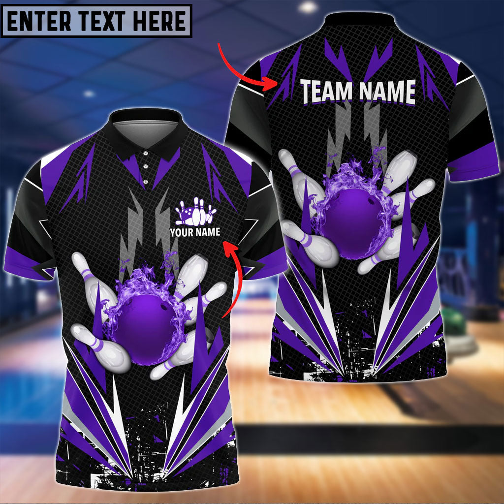 Frenzideas Bowling And Pins Thunder Pattern Multicolor Personalized Name 3D Shirt