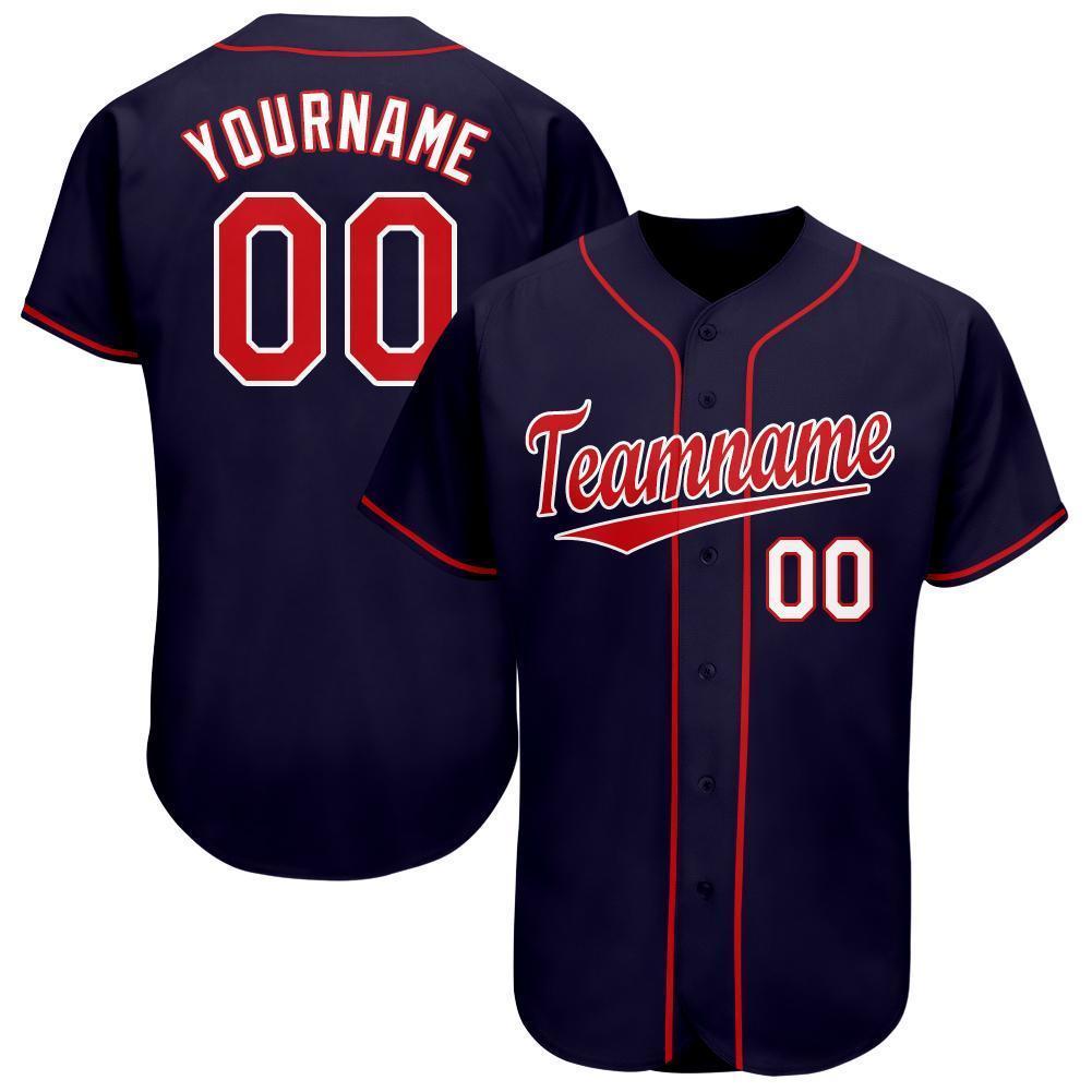Frenzidea Custom Navy Red-White Baseball Jersey
