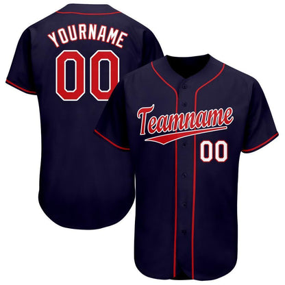 Frenzidea Custom Navy Red-White Baseball Jersey