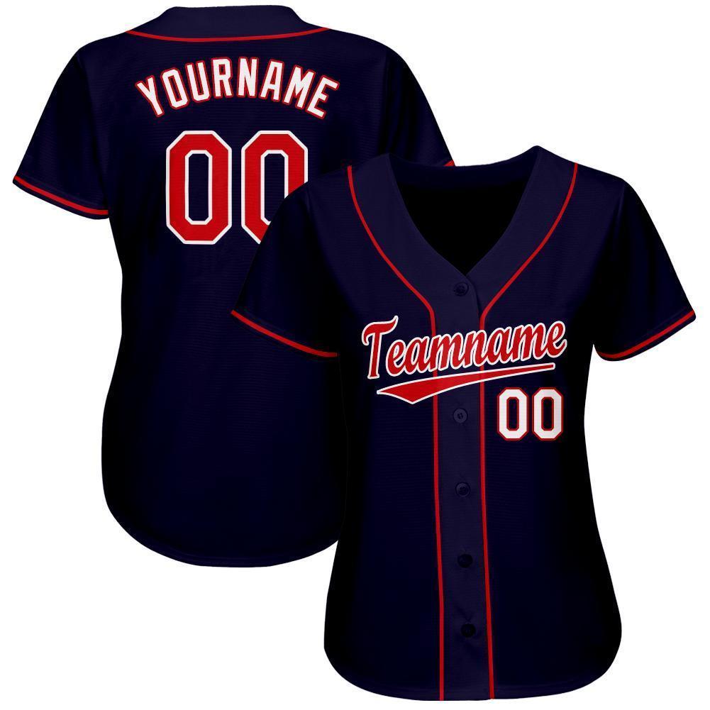 Frenzidea Custom Navy Red-White Baseball Jersey