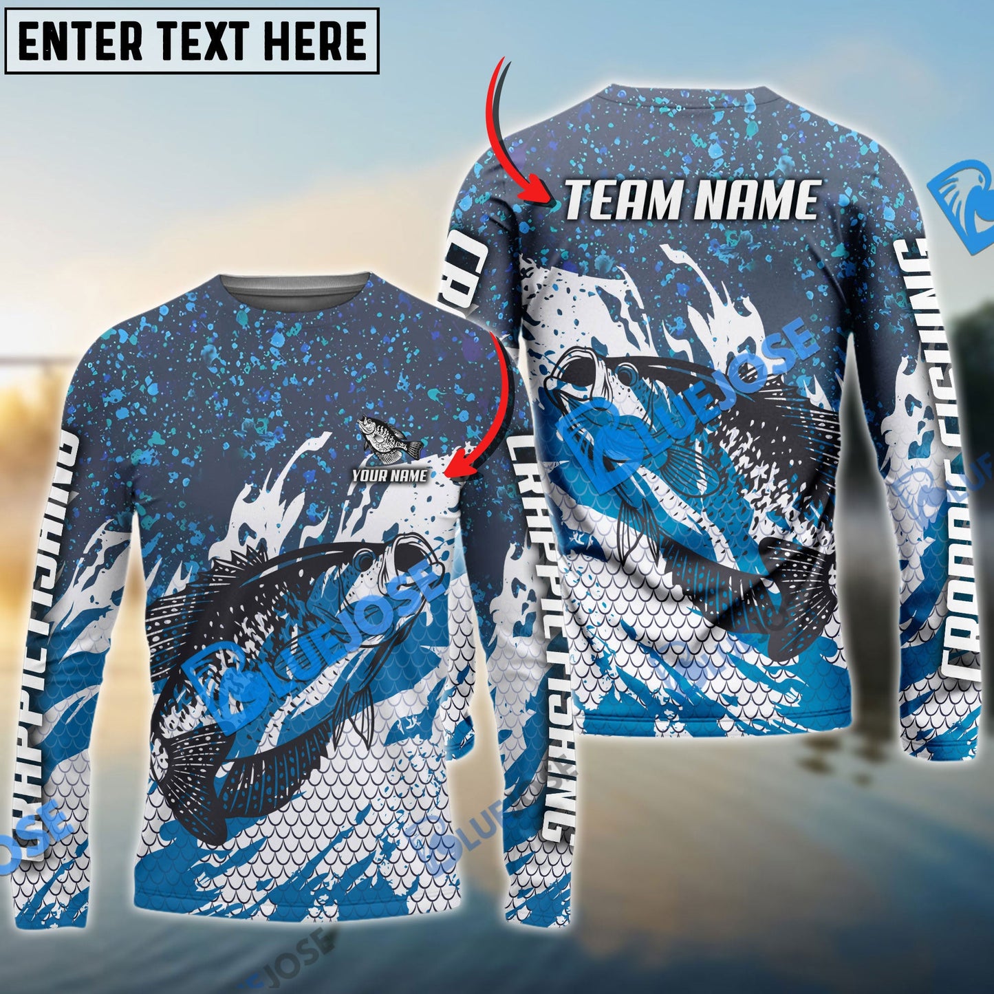 Frenzidea Crappie Fishing Bluefin Sport Custom Name & Team Name 3D Shirts