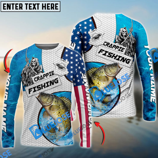 Frenzidea Customize Name Crappie Fishing Reaper Blue Water 3D Shirts