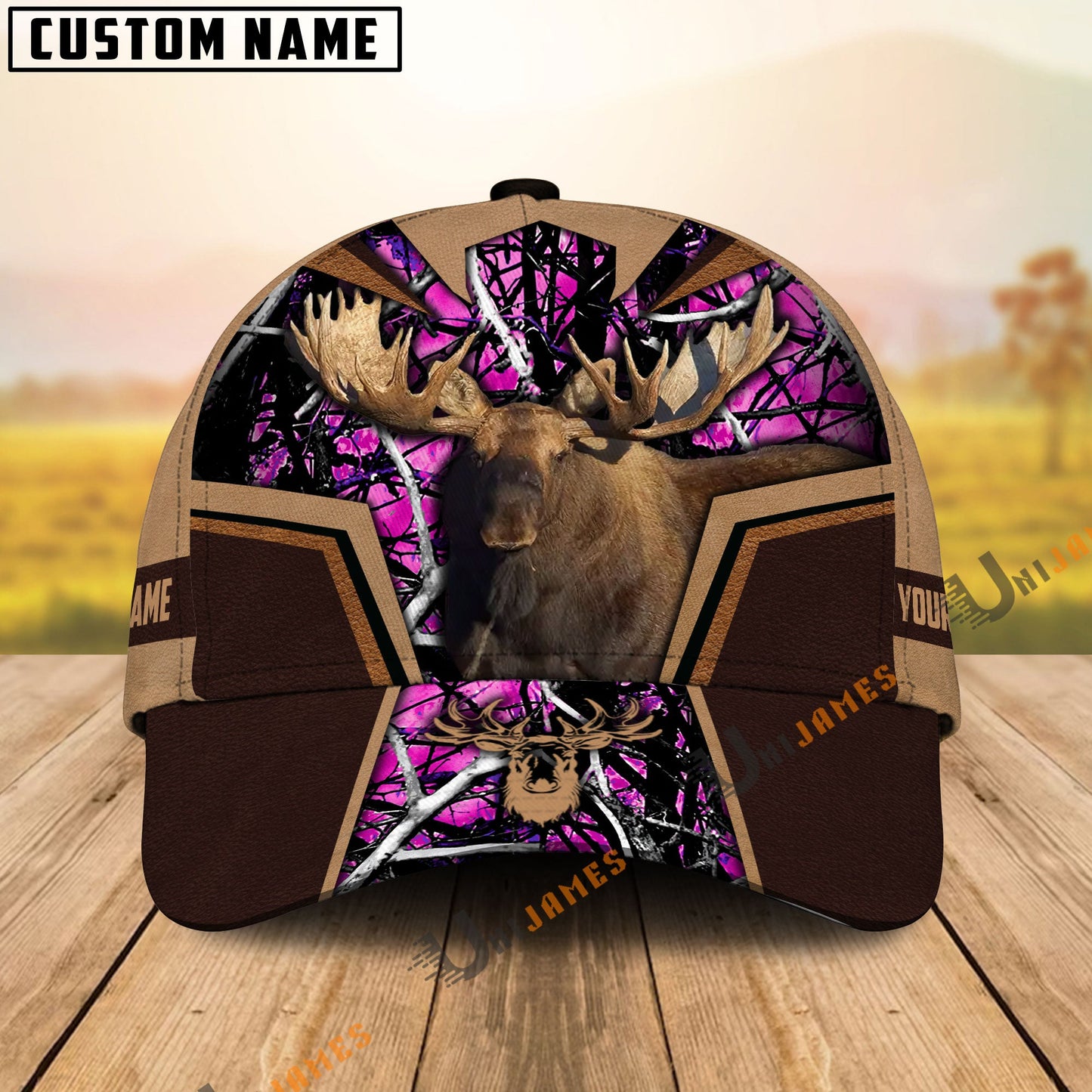 frenzidea Moose Hunting Premium Personalized Name Cap