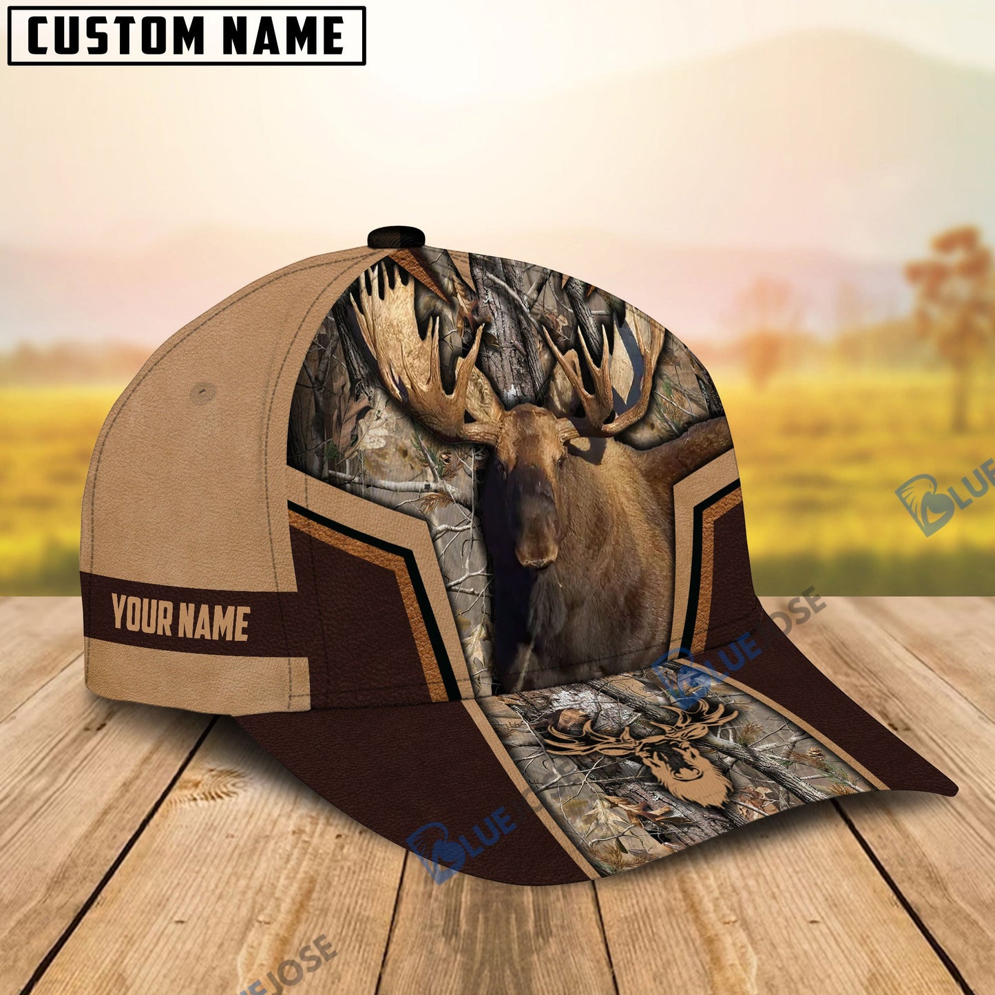 frenzidea Moose Hunting Premium Personalized Name Cap