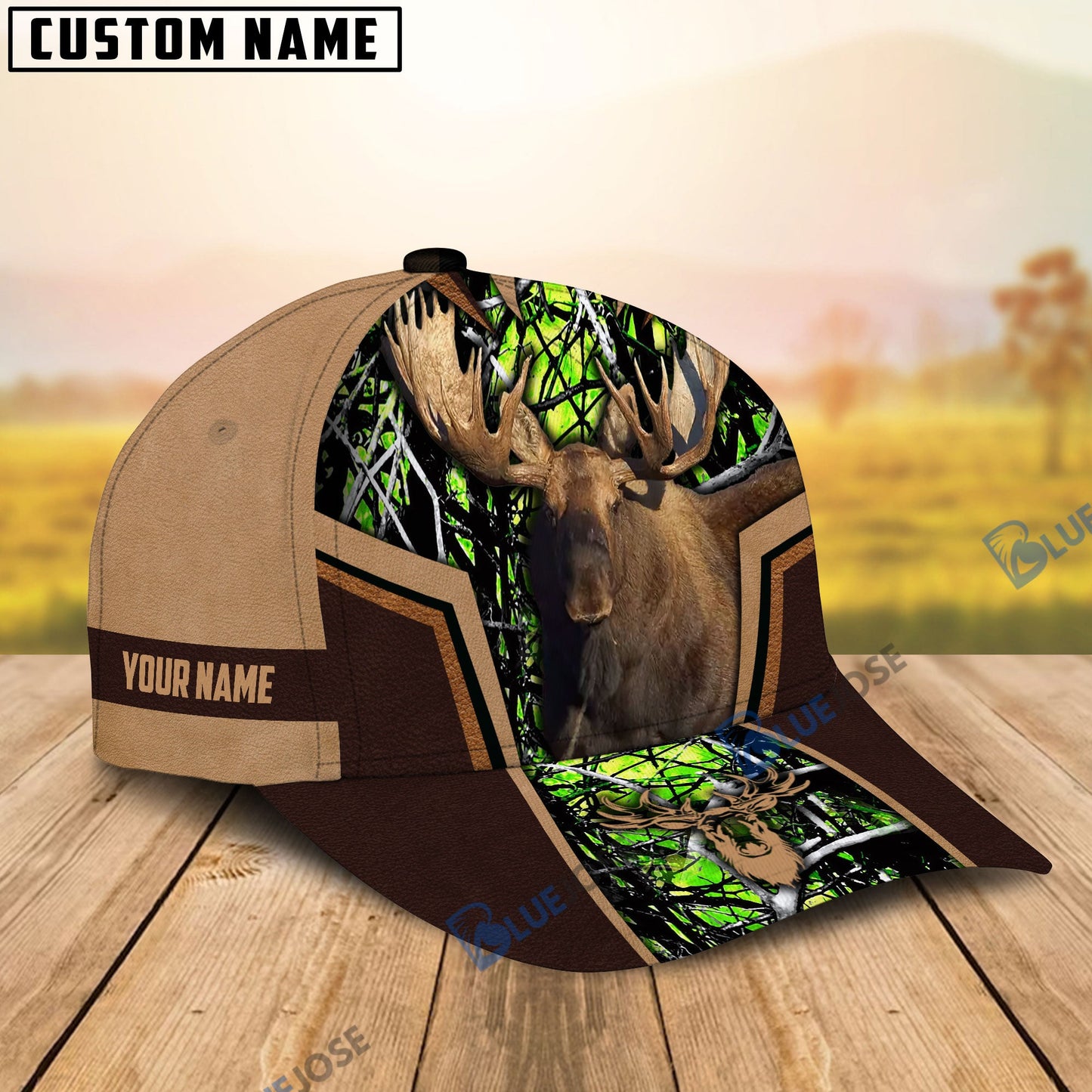 frenzidea Moose Hunting Premium Personalized Name Cap