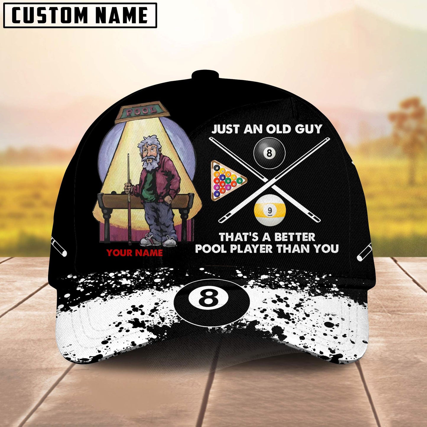 Frenzidea Billiard Lover Personalized Name 3D Over Printed Cap