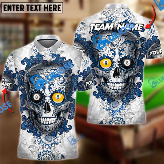 Frenzidea Billiards Ball 8 & 9 Sugar Skull Art Personalized Name, Team Name Unisex Shirt ( 4 Colors )