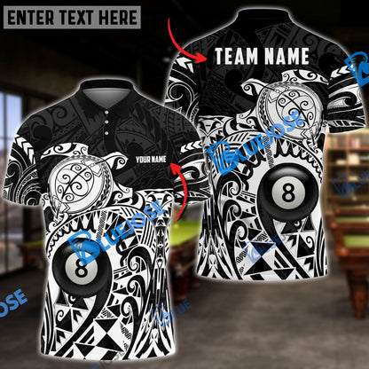 frenzidea Billiards Ball 8 Maori Turtle Personalized Name, Team Name Unisex Shirt ( 4 Colors )