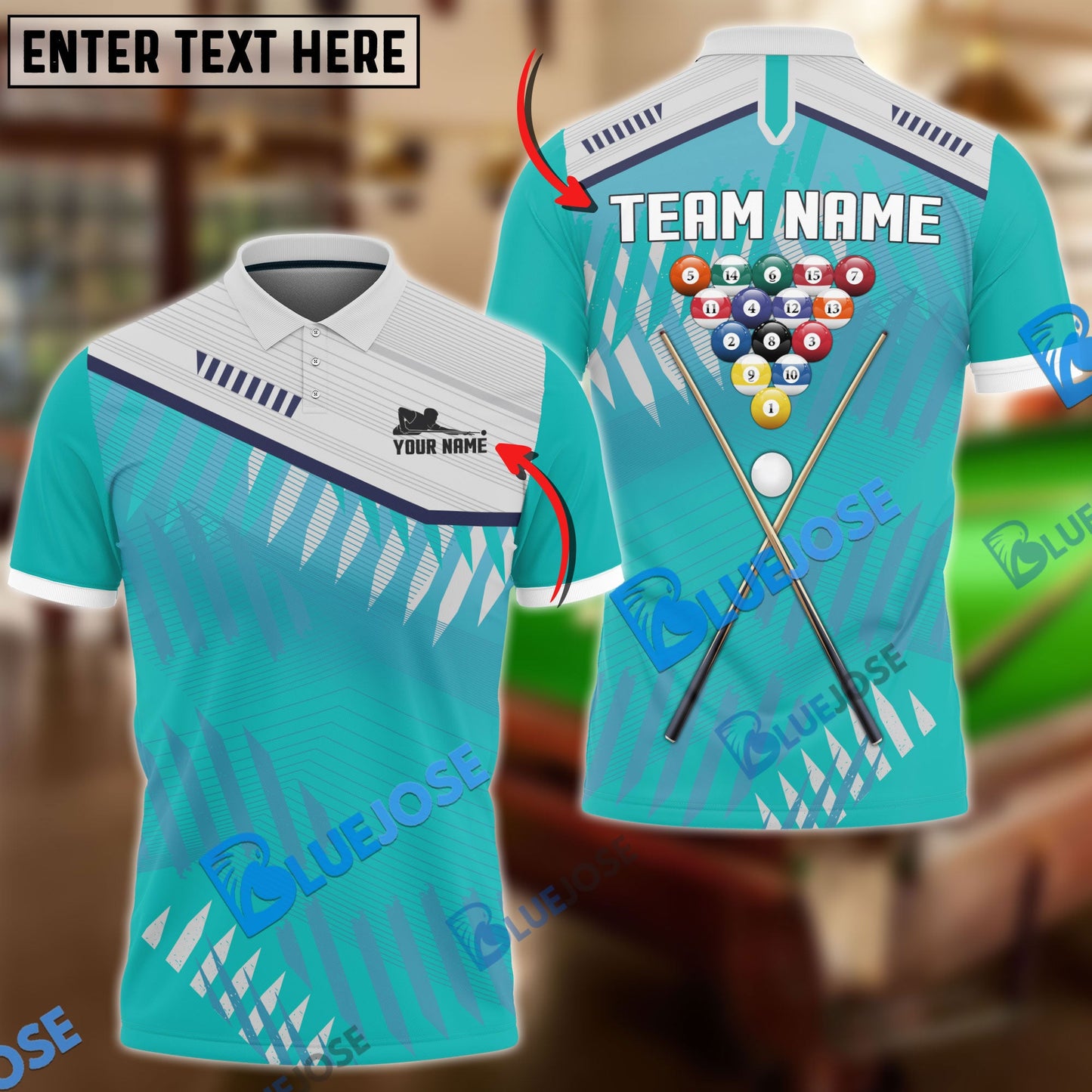 frenzidea Billiards Ball 8 Sport Tournament 2 Personalized Name, Team Name Unisex Shirt ( 6 Colors )