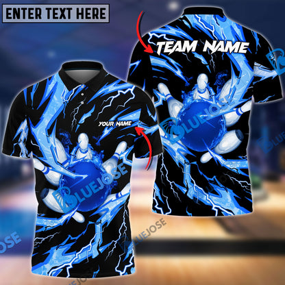 Frenzidea Bowling And Pins Super Thunder Aura Customized Name 3D Shirt (4 Colors)