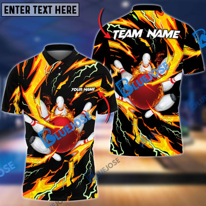 Frenzidea Bowling And Pins Super Thunder Aura Customized Name 3D Shirt (4 Colors)