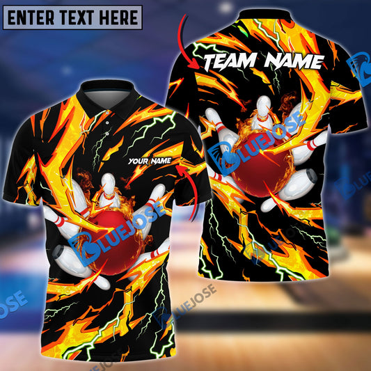 Frenzidea Bowling And Pins Super Thunder Aura Customized Name 3D Shirt (4 Colors)