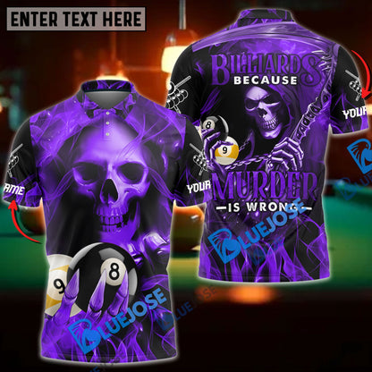 Frenzidea Billiards Reaper Flame Personalized Name, Team Name Unisex Shirt ( 6 Colors )