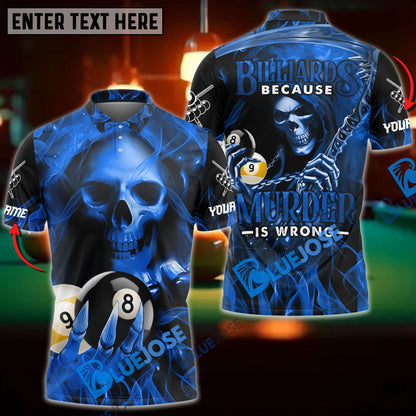 Frenzidea Billiards Reaper Flame Personalized Name, Team Name Unisex Shirt ( 6 Colors )