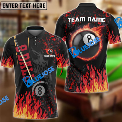 Frenzidea Billiards Ball 8 Burning Room Personalized Name, Team Name Unisex Shirt ( 4 Colors )