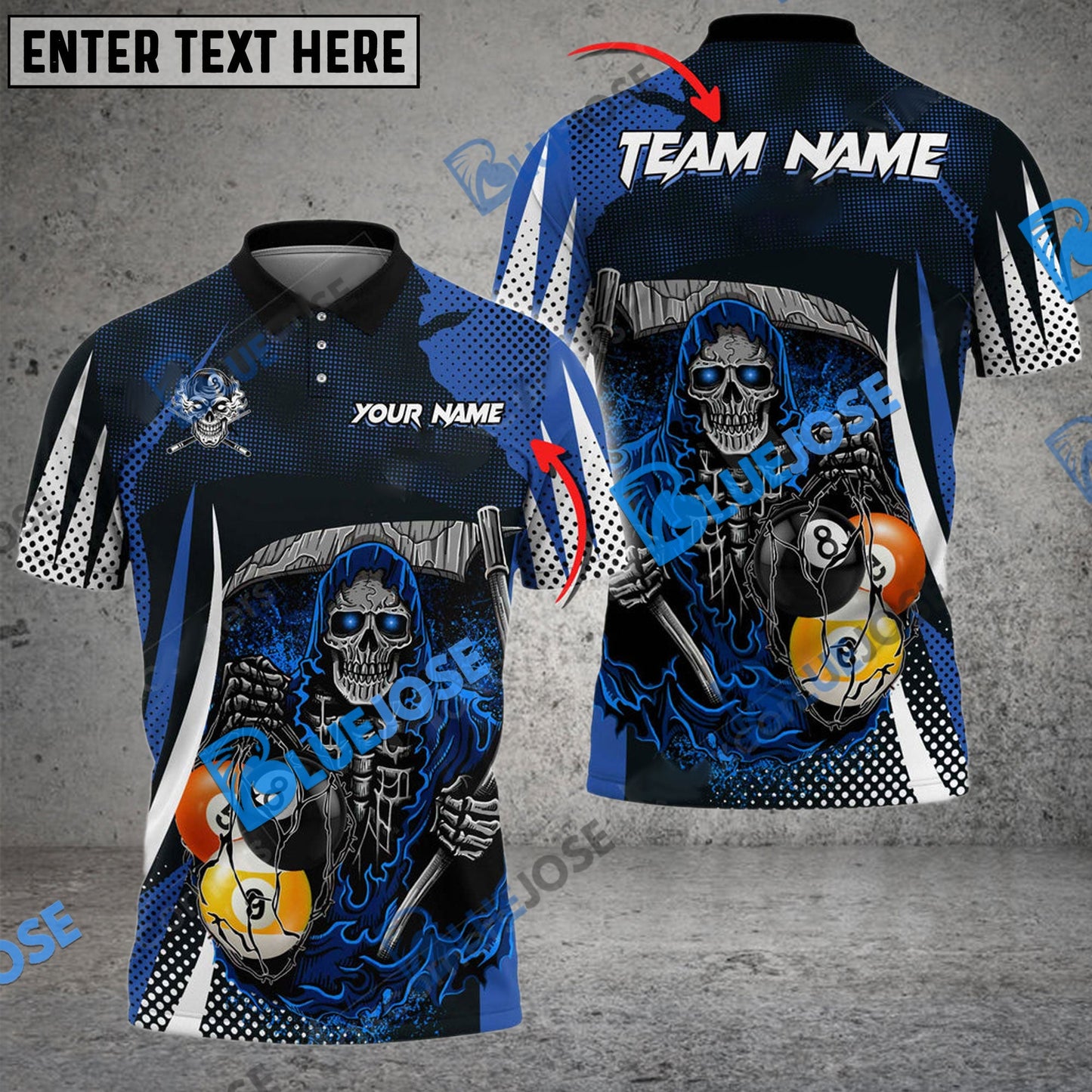 Frenzidea Billiards  8 Ball & 9 Ball Death Bringer Reaper Personalized Name, Team Name Unisex Shirt ( 6 Colors )