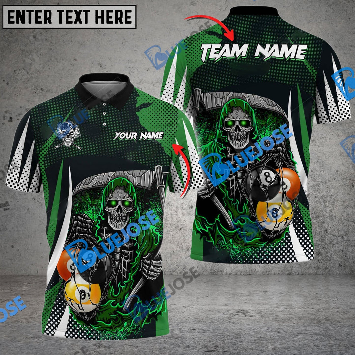 Frenzidea Billiards  8 Ball & 9 Ball Death Bringer Reaper Personalized Name, Team Name Unisex Shirt ( 6 Colors )