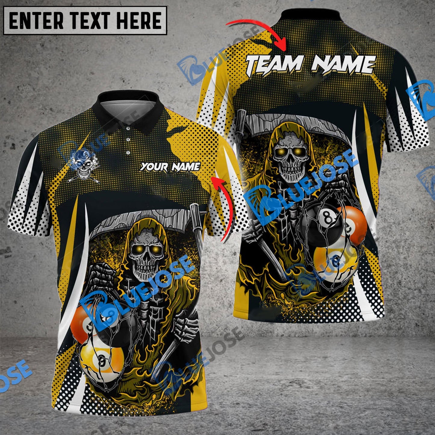 Frenzidea Billiards  8 Ball & 9 Ball Death Bringer Reaper Personalized Name, Team Name Unisex Shirt ( 6 Colors )