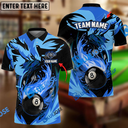 Frenzidea Billiards Fire Phoenix Personalized Name, Team Name Unisex Shirt ( 6 Colors )