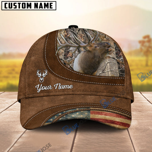 Frenzidea Elk Hunting Leather Pattern Personalized Cap