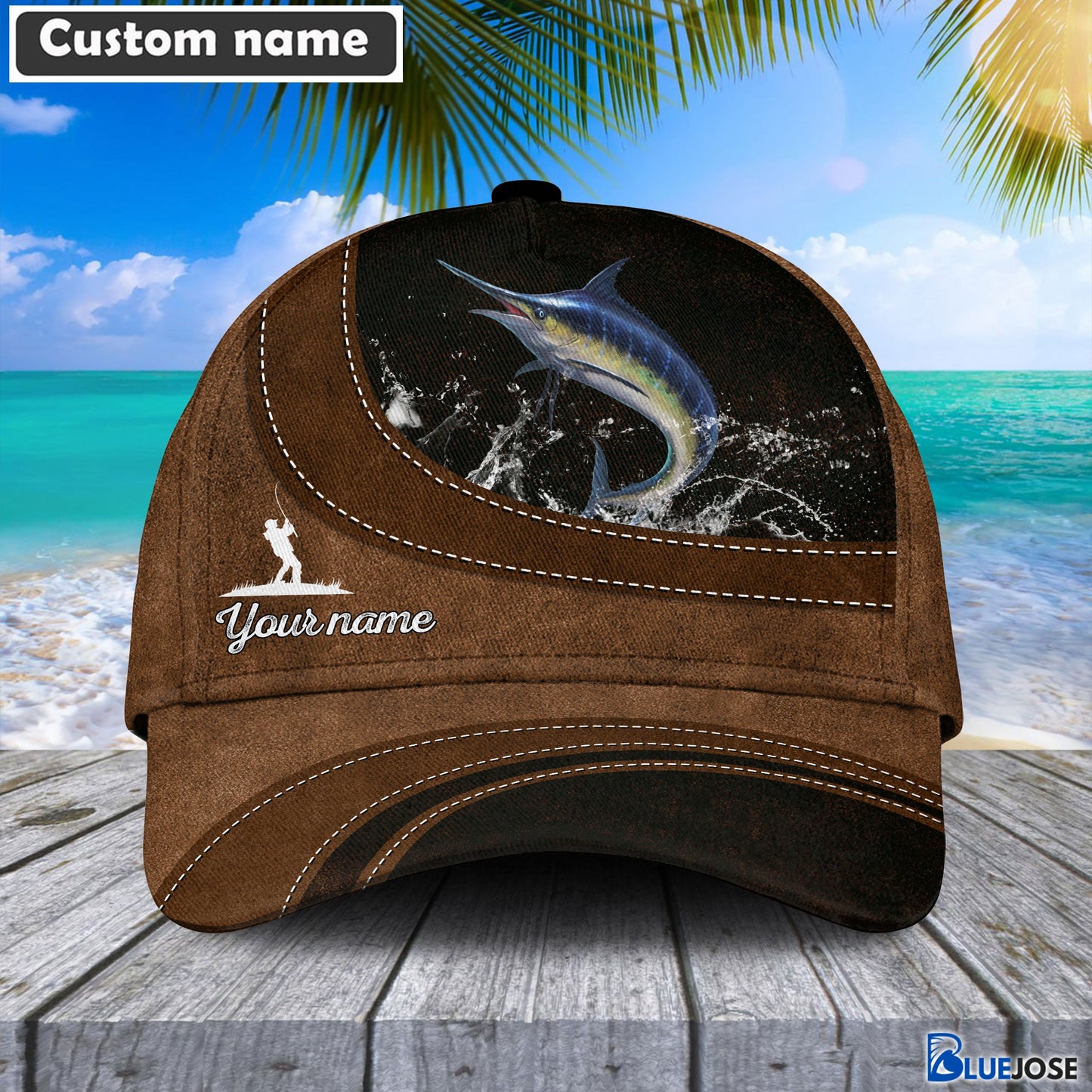 Frenzidea Custom Name Blue Marlin Fishing Happiness Cap