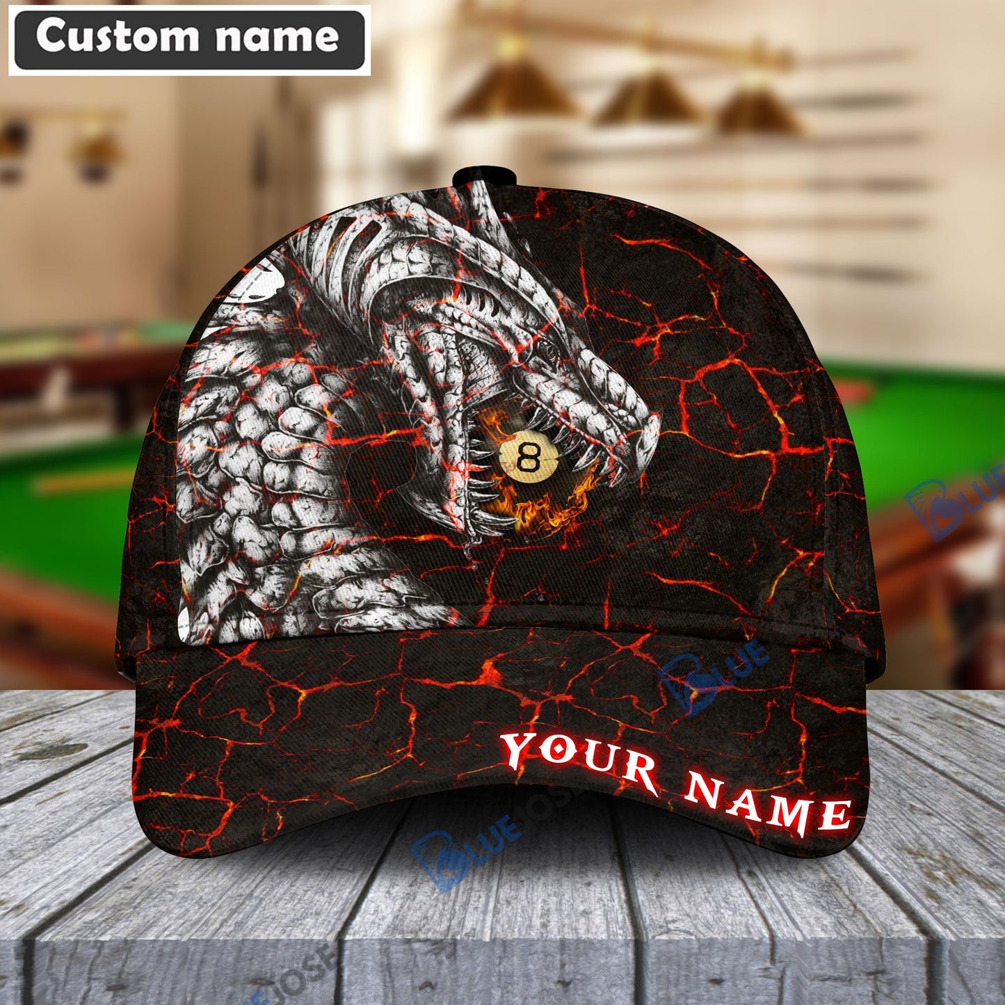 Frenzidea Billiards Dragon 8-Ball Personalized Name Cap