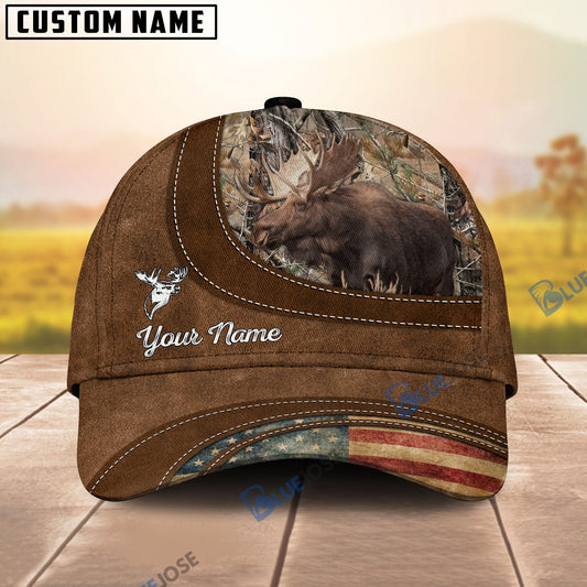Frenzidea Moose Hunting Leather Pattern Personalized Cap
