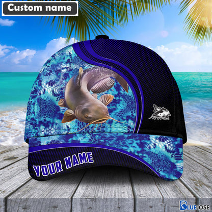 Frenzidea Blue Patchy Catfish Fishing Personalized Cap