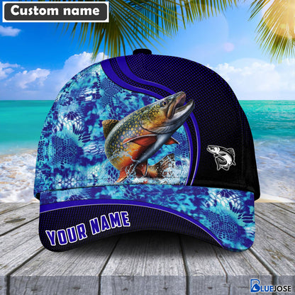 Frenzidea Blue Patchy Trout Fishing Personalized Cap