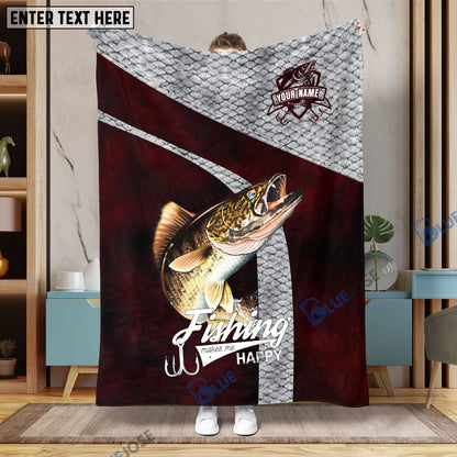 Frenzidea Custom Name Walleye Fishing Red Blanket