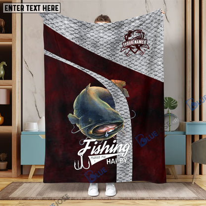 Frenzidea Custom Name Catfish Fishing Red Blanket
