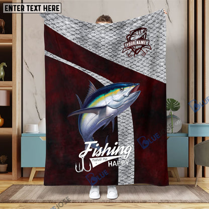 Frenzidea Custom Name Tuna Fishing Red Blanket